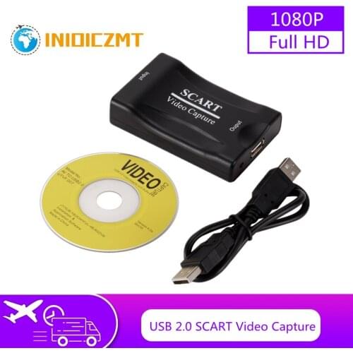 INIOICZMT 1080P USB 2.0 SCART Video Capture Card Accessories Grabber DVD Recording Record Box for Live Streaming Plug And Play