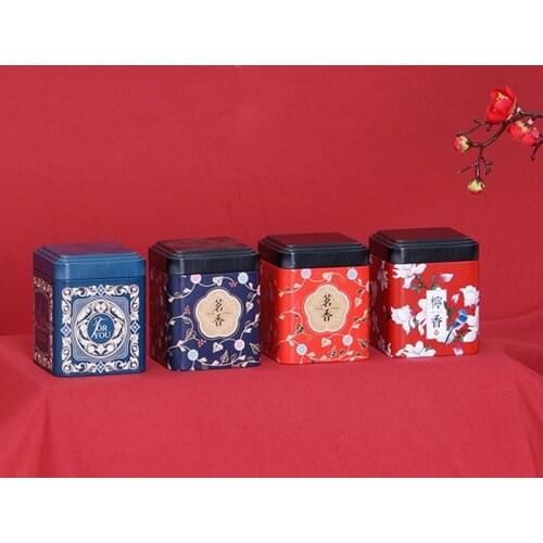 Vintage Tea Box Tea Sealed Box Kitchen Storage Container Jar Tin Square Can Candy Iron Canister