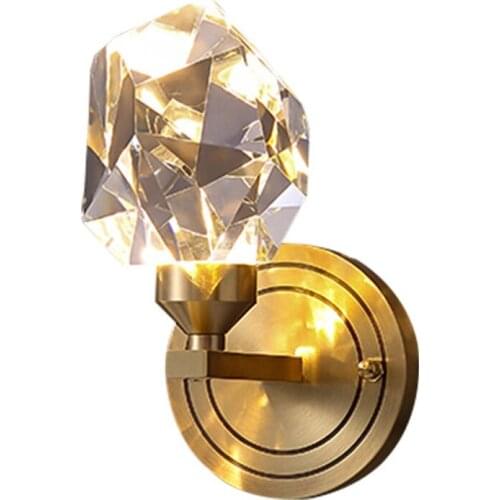 All Copper Crystal Wall Lamp Modern Living Room Bedroom Lamp Fashion Copper Wall Light Nordic Hotel Creative Crystal Led Lights