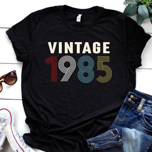 Vintage 1985 T-shirt Women Summer Fashion Girls Tshirts 36th Birthday Ladies Tee Shirts Short Sleeves Tops Drop Shipping