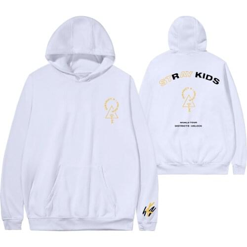 Womens Hoodies KPOP Stray Kids Concert District 9 Unlock Same Paragraph Oversized Hoodie Sweatshirt Hooded Coat Men