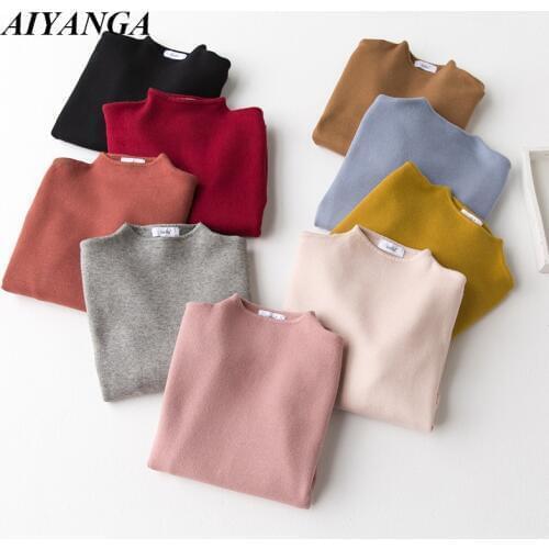 High Quality 2019 Autumn Winter Women Pullovers Sweater Knitted Turtleneck Long Sleeve Jumper Femme Korean Tops Warm Sweaters