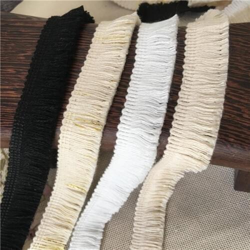 1.9cm/3cm/4cm 5yards Black/Gold Thread +Beige /White Cotton Tassel Curtain Fringe Household Accessories Tassel Lace Trim X374