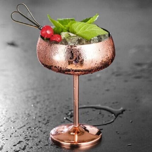 1Pcs Luxury 304 Stainless Steel Cocktail Glass Cocktail Juice Drink Champagne Goblet Party Barware Kitchen Tools Rose Gold