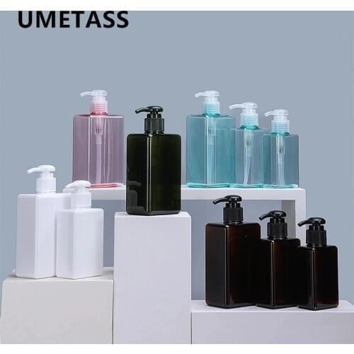 10PCS Empty Refillable bottles for Shampoo shower gel Fashion cosmetic packaging container Square bottle 100ML 150ML 280ML