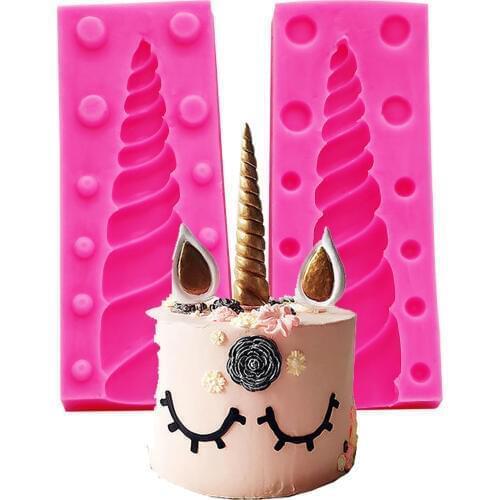 Unicorns Horn shaped 3D fondant cake silicone mold for polymer clay molds chocolate pastry candy making decoration tools F1180
