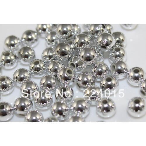 500pcs/6mm Wholesale Silver Plated Acrylic ABS Round Miracle /Perles Beads For European Jewelry DIY,B0910