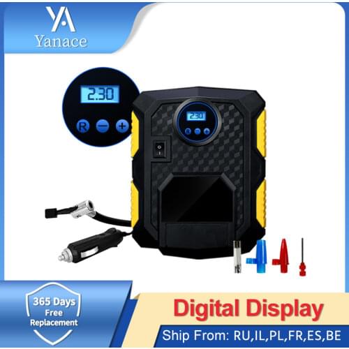 E-ACE Car Tyre Inflator LED Digital Display Tire Inflatable Pump 12V Auto Air Compressor fo Cars Wheel Tires Electric