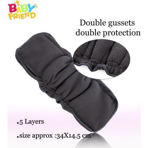 Babyfriend Wholesale Reusable Bamboo Charcoal Insert Baby Cloth Diaper Mat Nappy Inserts Changing Liners 5 layer Diaper Inserts