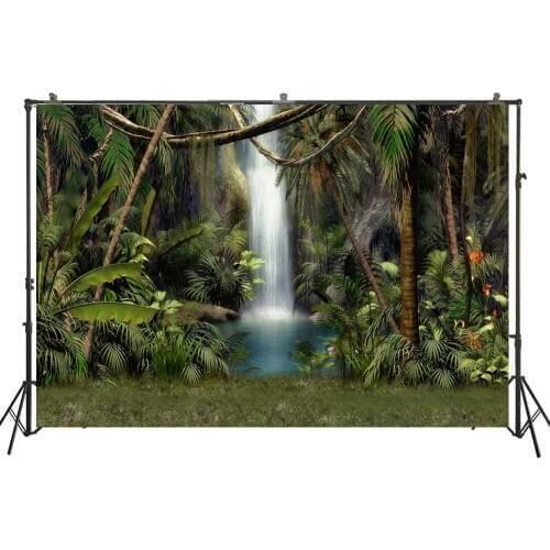 Photography Backdrop Forest Jungle Photo Background Studio Birthday Party Decoration Dessert Table Banner Green Palm Tree4900