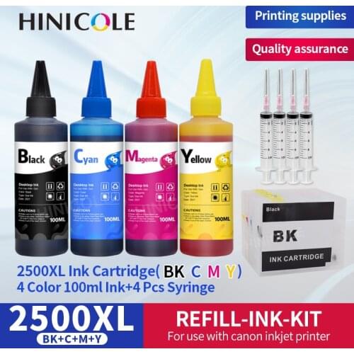 Hinicole 4x100ml Bottle Ink PGI-2500 PGI-2500XL Refill Ink Cartridge for Canon MAXIFY iB4050 MB5050 MB5350 MB5150 MB5450 iB4150