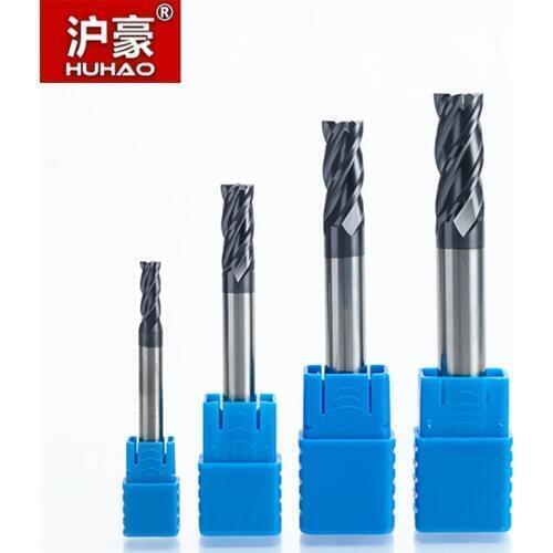 HUHAO 1PC 4 flutes Solid Carbide End Mill CNC Milling Cutter HRC45 Tungsten steel TiAIN Coating router bits for CNC machine