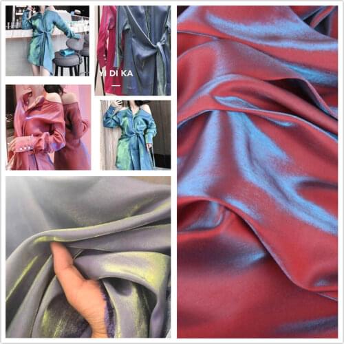 Illusion color fabric gradual color silk luster shirt design fabric stage clothing dress retro Chinese Costume Costume