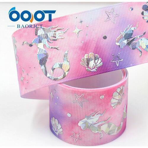 448, 1-1/2'' 38mm Mermaid girl Silver foil printed ribbon,10yrds DIY Hair Bow Wedding Festival Home Party Birthday Decorations