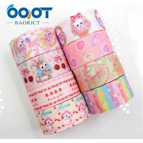 OOOT BAORJCT 183171 25 mm 10 yard Cartoon rabbit ribbons Heat Transfer Printing Grids Wedding Accessories DIY Handmade Materials