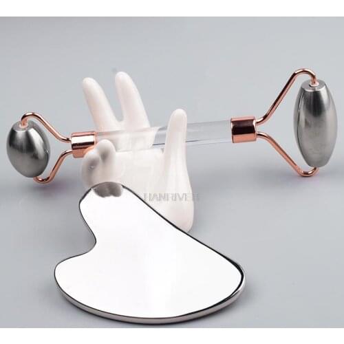 Stainless Steel Face Care Massager Facial Roller Gua Sha Tool Set Massage Neck Beauty Health Anti Wrinkle Cellulite Skin Detox