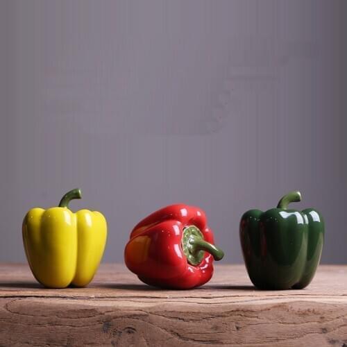 Fun little green pepper ceramic mini sugar storage tank jar Creative vegetable modeling kitchen seasoning storage bottle