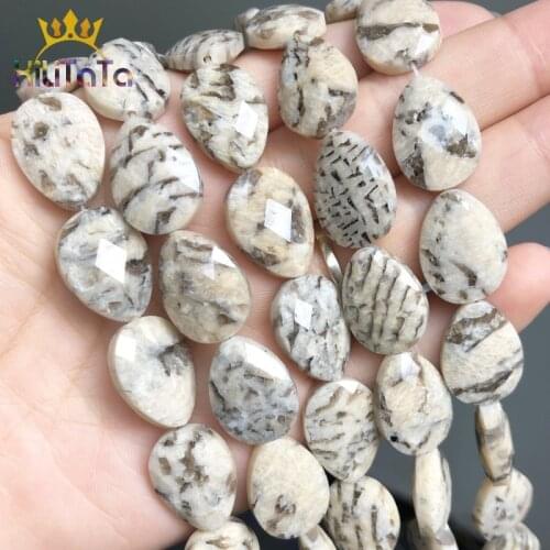 13*18mm Natural Feldspar Stone Beads Water Drop Faceted Loose Spacer Beads For Jewelry Making DIY Bracelet Ear Studs Accessories