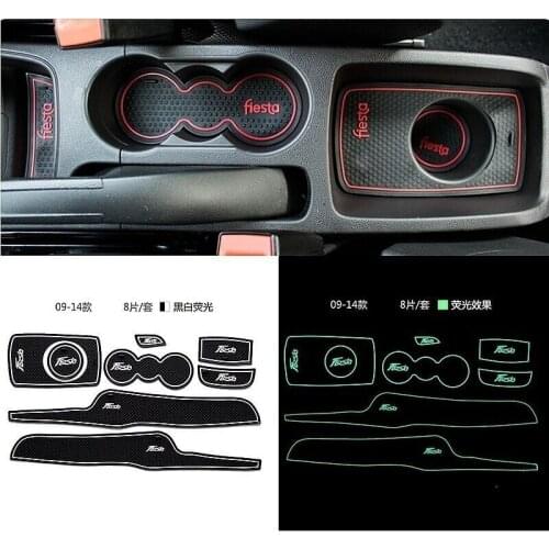 Anti-slip Non-slip Rubber Decorator Cup Sticker Gate Slot Pad Door Groove Mat for Ford Fiesta 2008-2014 Car Styling 8 pcs