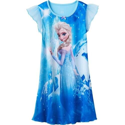 Disney Girls Baby Princess Frozen 2 Elsa Childrens Short-sleeved Pajamas Nightgown Nightdresses Home Clothing Robes Sleepwear