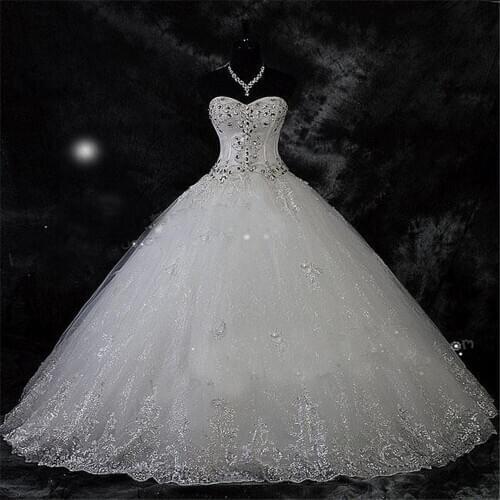New Arrival Sweetheart Ball Gown Wedding Dress 2020 Sleeveless Lace Crystals Beading Bridal Gowns Marriage Bride Dresses WD162