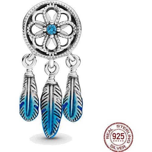 New 925 Sterling Silver Bead Blue Dreamcatcher Charm DIY fine beads Fit Original Pandora Charms Bracelet Jewelry 2021