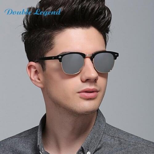DOUBLE LEGEND Half Metal High Quality Sunglasses Men Women Brand Designer Glasses Mirror Sun Glasses Fashion Gafas De Sol UV400