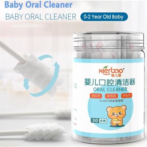 30Pcs Disposable Gauze toothbrush Paper Rod Baby Oral Cleaning Stick Dental Care Gauze Cleaner Independent Package Tongue Brush