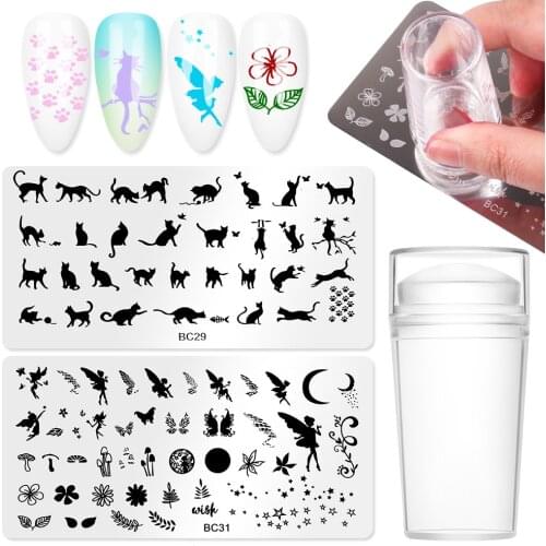 3pcs/lot Nail Art Stamping Plates With Stamper Nail Art Plates Set Animal Butterfly Design Manicure Stencil