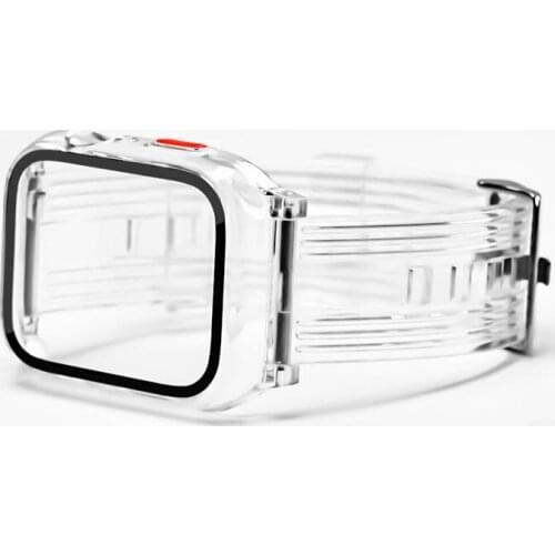 Transparent Case Watch Band with Protective Bumper Crystal Clear Strap for Apple Iwatch Series6 5 4 3 2 1 SE 38mm 40mm 42mm 44mm