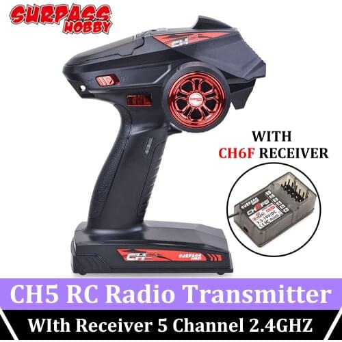 Surpass Hobby CH5 RC Radio Transmitter 2.4GH Digital Response Control System with CH6F Receiver for RC Car Boat Tank Wltoys TRX4