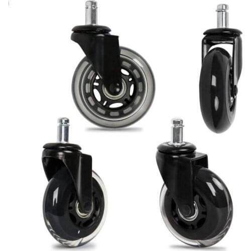 4Pcs 2.5Inch PU Furniture Casters 360 Degree Swivel Mute For Office Computer Chair Adjustable Rolling Double Bearing Cart Wheel