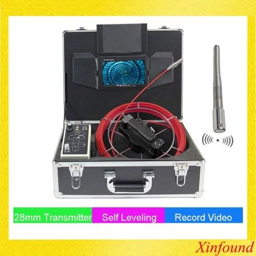 28mm self leveling balance with transmitter pipe locating video inspection camera system DVR 8'LCD ABS Case pipe sewer endoscope