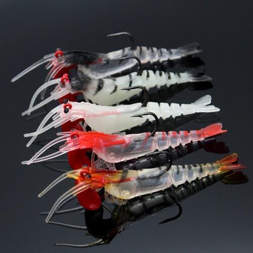 Luminous Soft Shrimp 12.5g Simulation Fishing Lure Shrimp Prawn Bait Artificial Trout Bait Fishy Smell Single Hook Tackle Jig