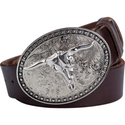 UFAY Cowskin Leather Belt Cow Buckle for Men Retro Soft Material