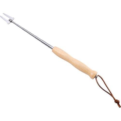 Grill Bar Retractable Rugged Wooden Stainless Steel Barbecue Fork Suitable for BBQ Hot Dog Telescopic Fork Child Safety Roasting