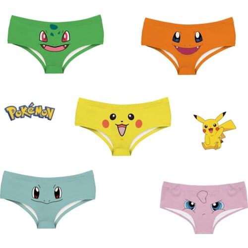 Pokemon Pikachu Ladies Underwear Cartoon Anime Print Seamless Breathable Low Waist European and American Sexy Briefs Comfortable