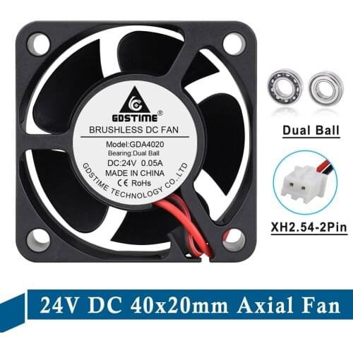 1PCS 40mmx40mmx20mm 4020 24V DC Brushless Cooling Fan Ball Bearing 2Pin 4cm Server Radiator Computer PC CPU Axial Cooler Fan