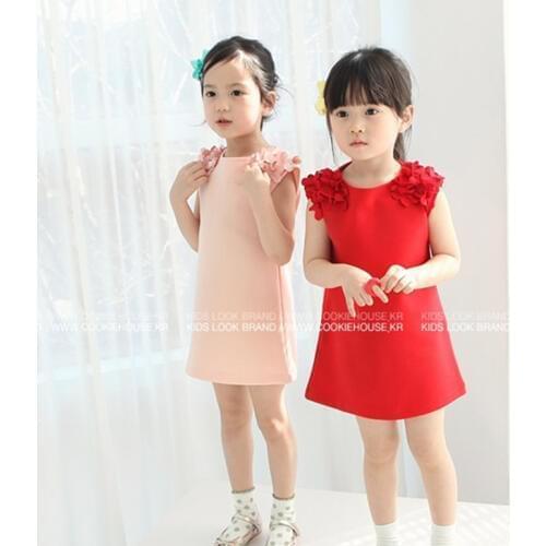 2020 Summer Flowers elegant Girls Party Dress Baby Girl Princess Dress 2-7 Years Children Clothes red pink Kids Clothing