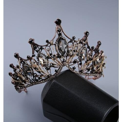 2020 Vintage Sliver Golden Black Metal Luxury Witch And Prince Dancing Party Wedding Headpiece Crown Hair Accessories