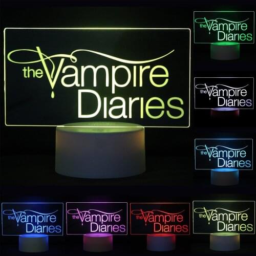 3D LED Illusion Lamp Night Light, Vampire Diary 16 Color Change with Remote/USB Charge, Xmas Party Valentines Day Gift/Birthday