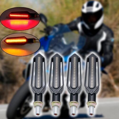 4X Universal LED Motorcycle Turn Signals Flowing Water Tail Light DRL Motorcycle Flashing Motorcycle Turn Signal Indicator Light