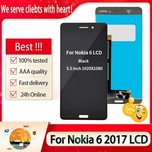 5.5" New For Nokia 6 2017 LCD Display For Nokia 6 N6 TA-1021 TA-1033 TA-1025 LCD Touch Screen Digitizer Assembly Replacement