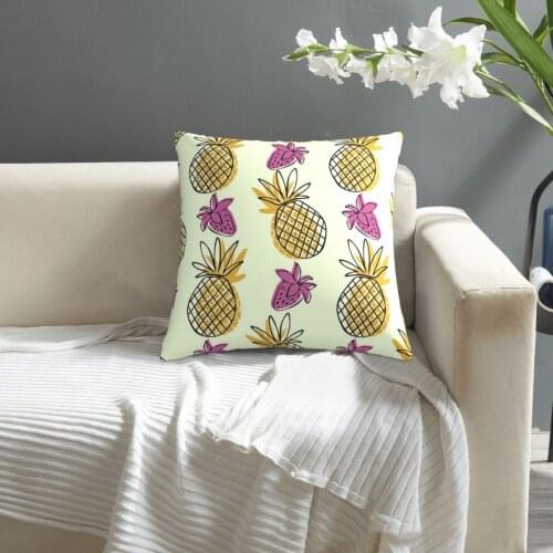 Seamless Pattern With Pineapple And Strawberry pillowcase printed cushion cover sofa waist pillow pillow cover