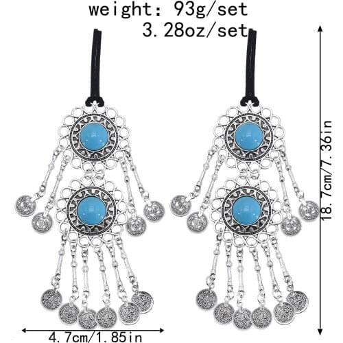 Bohemian Ethnic Retro Indian Hair Accessories Coin Tassel Long Geometric Pendant Tied Rope Headdress New Jewelry Gifts