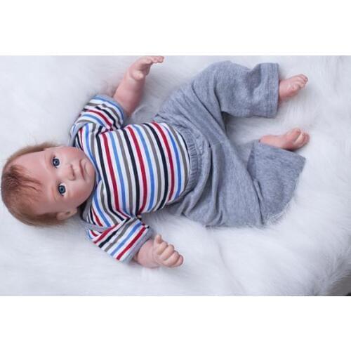 Reborn Toddler Dolls 20'' Handmade Lifelike Baby Solid Silicone Vinyl Boy Doll
