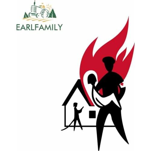 EARLFAMILY 13cm x 7.1cm For Firefighter Window Fine Decal Sunscreen Car Stickers Anime Waterproof Scratch-Proof for GTR EVO SX