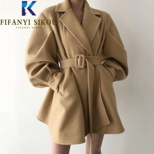 FIFANYI SIKOU Womens Camel Coats