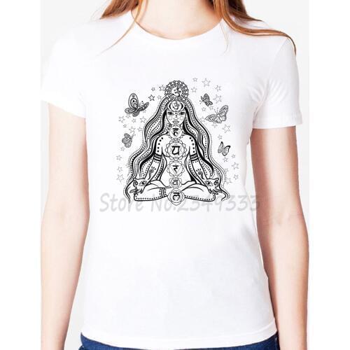 Chakra yoga Print Women tshirt Modal Casual Loose Funny t shirts For Lady Top Tee Drop Ship SH-31