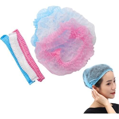 Hot 100 Pcs Disposable Caps Shower Clear Waterproof Hat Pleated Anti Dust Hat Women Bath Bonnet Hair Salon Beauty Tools